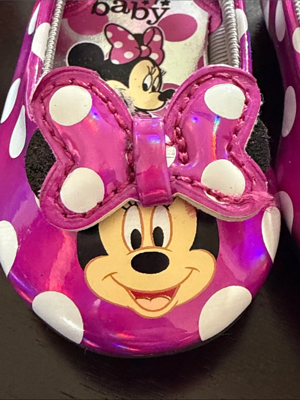 Disney | Baby Minnie Mouse Shiny Hot Pink White Polka Dot Mary Janes